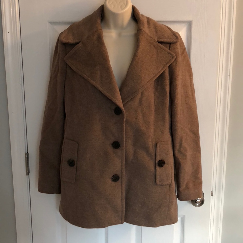 MOVING SALE!!! | CK | Mocha Wool Blend Peacoat - Picture 1 of 7